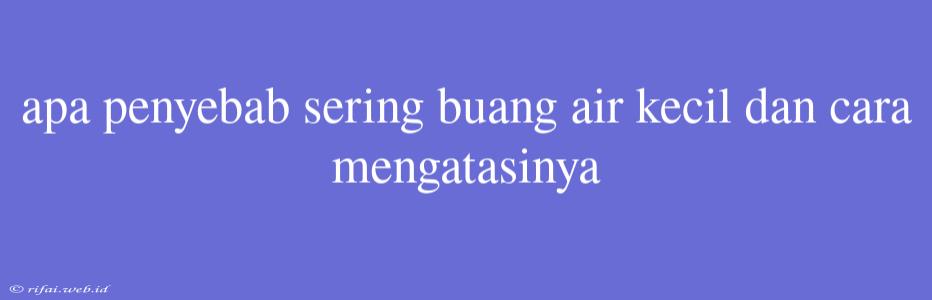 Apa Penyebab Sering Buang Air Kecil Dan Cara Mengatasinya