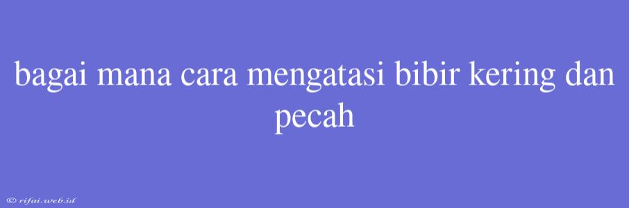 Bagai Mana Cara Mengatasi Bibir Kering Dan Pecah