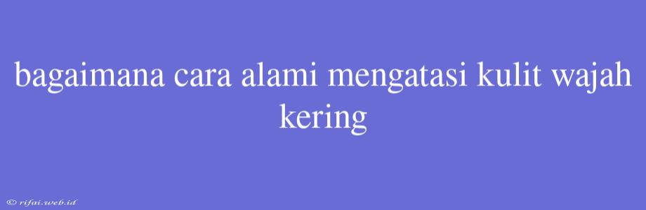 Bagaimana Cara Alami Mengatasi Kulit Wajah Kering