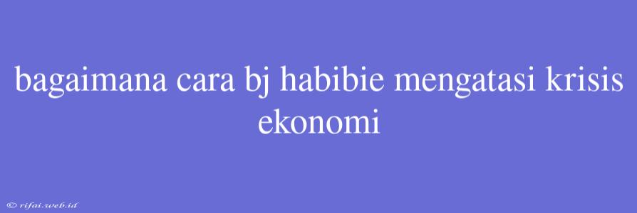 Bagaimana Cara Bj Habibie Mengatasi Krisis Ekonomi