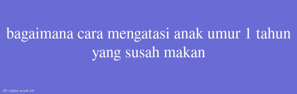 Bagaimana Cara Mengatasi Anak Umur 1 Tahun Yang Susah Makan