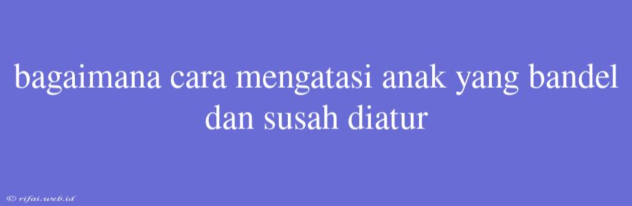 Bagaimana Cara Mengatasi Anak Yang Bandel Dan Susah Diatur