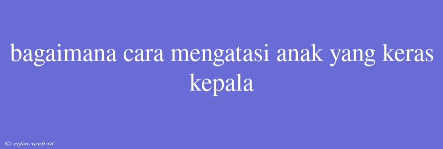 Bagaimana Cara Mengatasi Anak Yang Keras Kepala