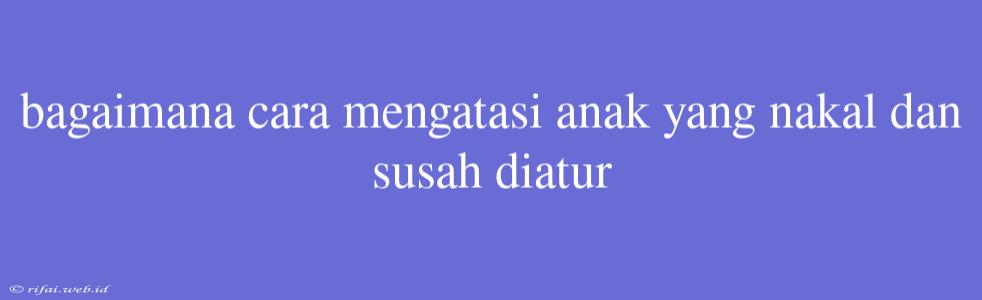 Bagaimana Cara Mengatasi Anak Yang Nakal Dan Susah Diatur