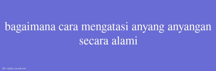 Bagaimana Cara Mengatasi Anyang Anyangan Secara Alami