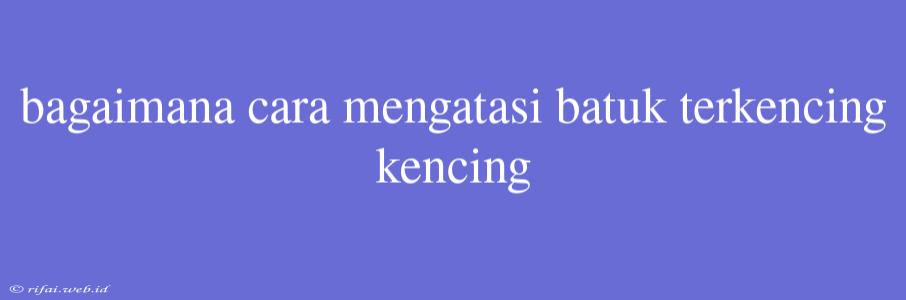 Bagaimana Cara Mengatasi Batuk Terkencing Kencing