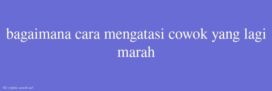 Bagaimana Cara Mengatasi Cowok Yang Lagi Marah