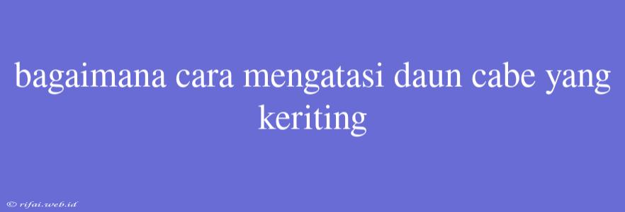 Bagaimana Cara Mengatasi Daun Cabe Yang Keriting