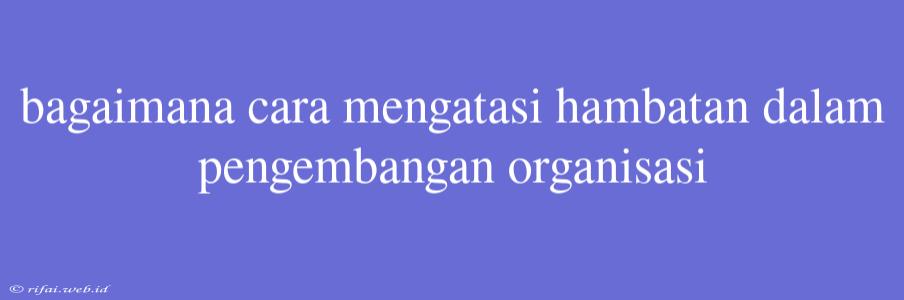 Bagaimana Cara Mengatasi Hambatan Dalam Pengembangan Organisasi