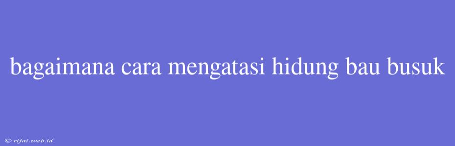 Bagaimana Cara Mengatasi Hidung Bau Busuk