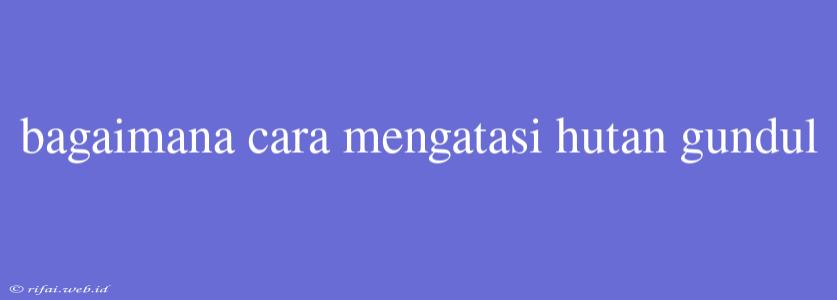 Bagaimana Cara Mengatasi Hutan Gundul