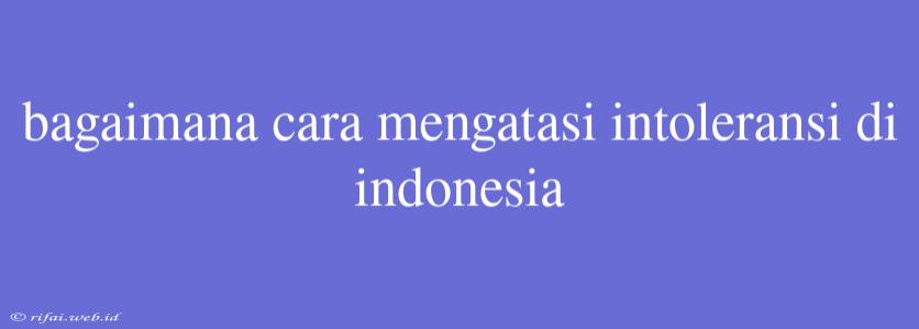 Bagaimana Cara Mengatasi Intoleransi Di Indonesia