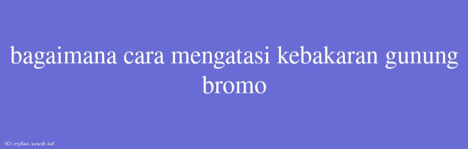 Bagaimana Cara Mengatasi Kebakaran Gunung Bromo