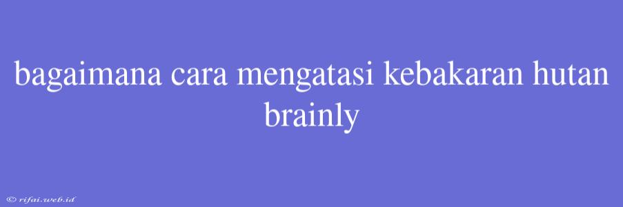 Bagaimana Cara Mengatasi Kebakaran Hutan Brainly