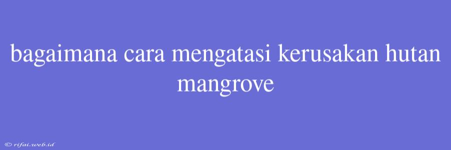 Bagaimana Cara Mengatasi Kerusakan Hutan Mangrove