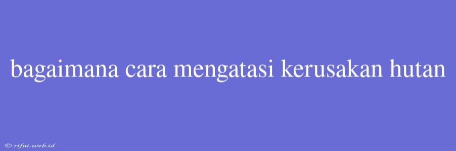 Bagaimana Cara Mengatasi Kerusakan Hutan