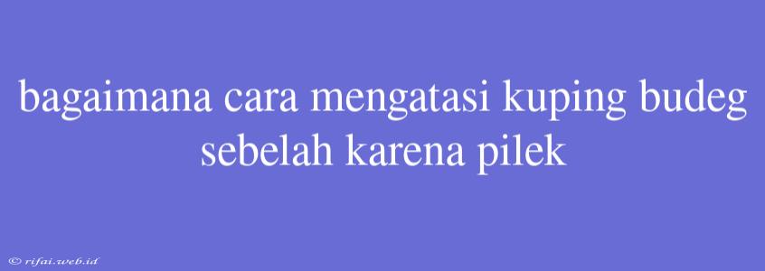 Bagaimana Cara Mengatasi Kuping Budeg Sebelah Karena Pilek