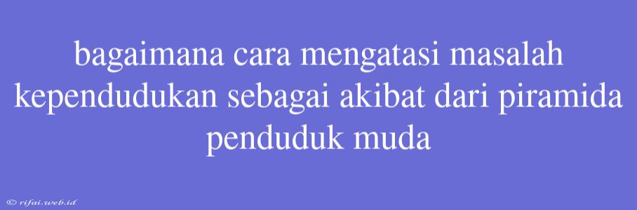 Bagaimana Cara Mengatasi Masalah Kependudukan Sebagai Akibat Dari Piramida Penduduk Muda