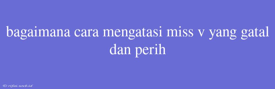 Bagaimana Cara Mengatasi Miss V Yang Gatal Dan Perih