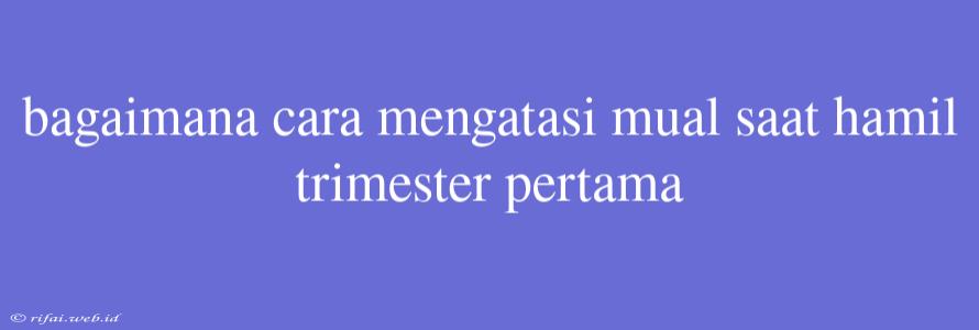 Bagaimana Cara Mengatasi Mual Saat Hamil Trimester Pertama