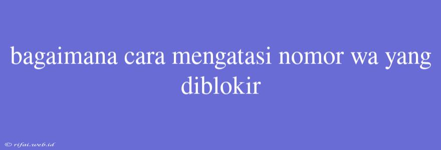 Bagaimana Cara Mengatasi Nomor Wa Yang Diblokir