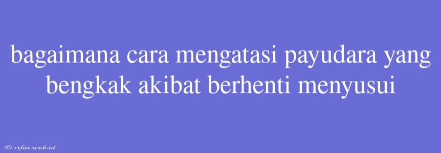 Bagaimana Cara Mengatasi Payudara Yang Bengkak Akibat Berhenti Menyusui