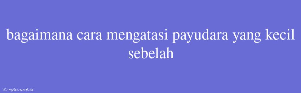 Bagaimana Cara Mengatasi Payudara Yang Kecil Sebelah