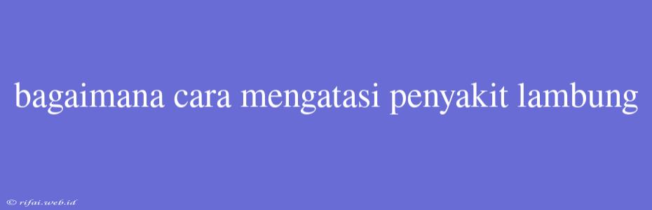 Bagaimana Cara Mengatasi Penyakit Lambung