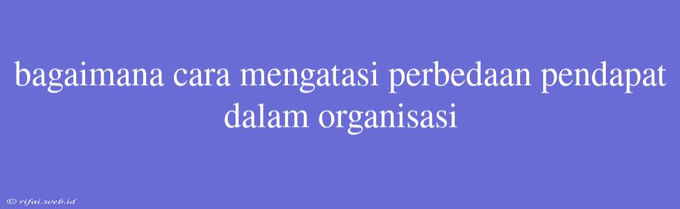 Bagaimana Cara Mengatasi Perbedaan Pendapat Dalam Organisasi