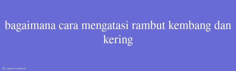 Bagaimana Cara Mengatasi Rambut Kembang Dan Kering