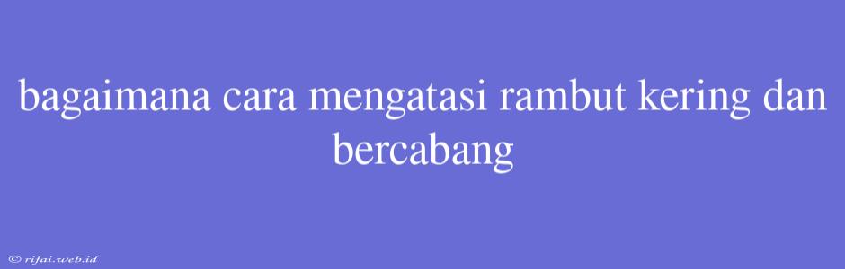 Bagaimana Cara Mengatasi Rambut Kering Dan Bercabang