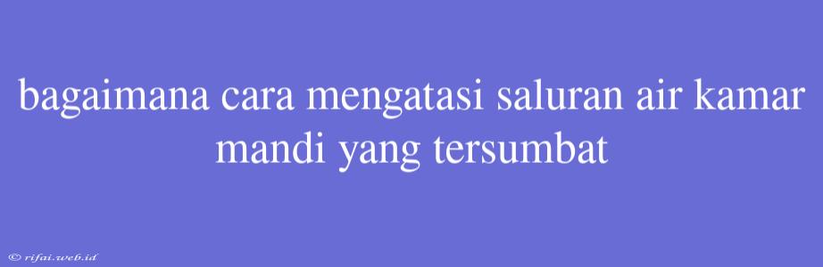 Bagaimana Cara Mengatasi Saluran Air Kamar Mandi Yang Tersumbat