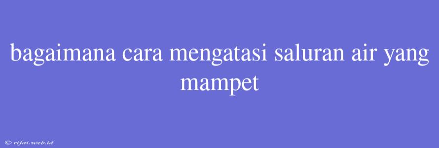 Bagaimana Cara Mengatasi Saluran Air Yang Mampet