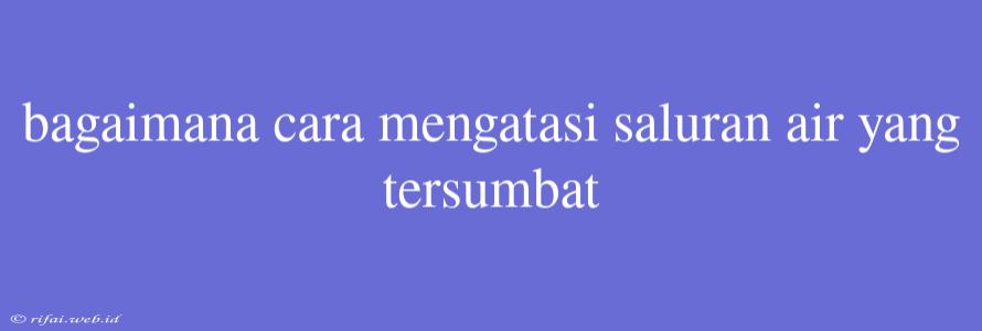 Bagaimana Cara Mengatasi Saluran Air Yang Tersumbat