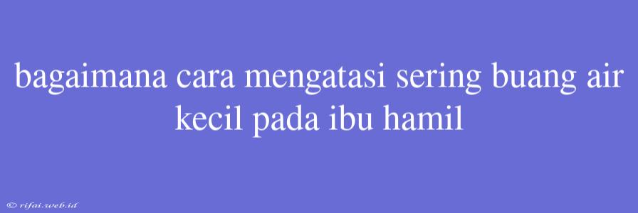 Bagaimana Cara Mengatasi Sering Buang Air Kecil Pada Ibu Hamil