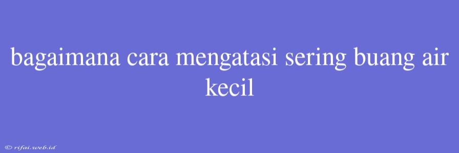 Bagaimana Cara Mengatasi Sering Buang Air Kecil