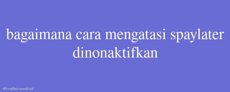 Bagaimana Cara Mengatasi Spaylater Dinonaktifkan