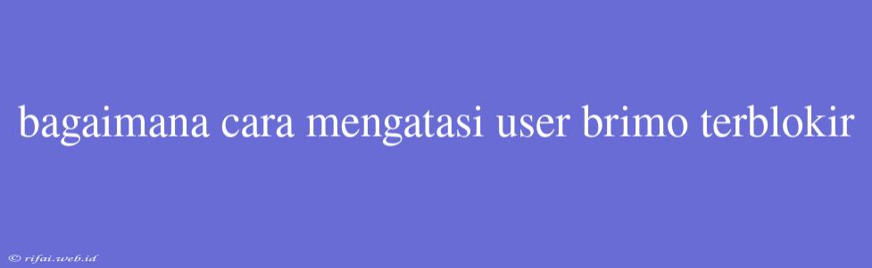 Bagaimana Cara Mengatasi User Brimo Terblokir