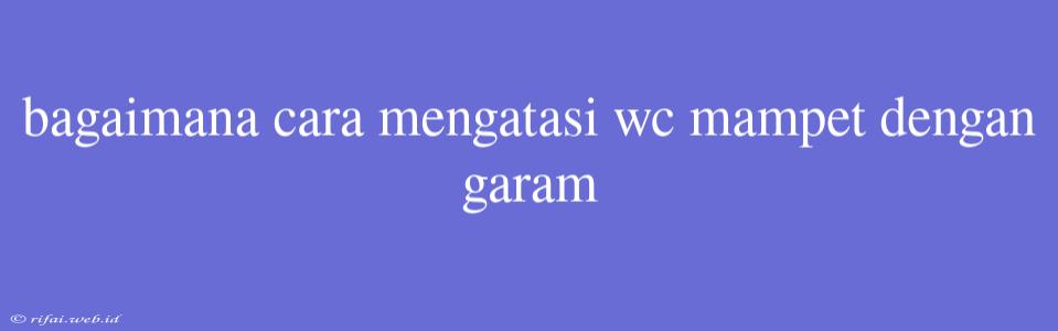 Bagaimana Cara Mengatasi Wc Mampet Dengan Garam