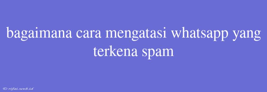 Bagaimana Cara Mengatasi Whatsapp Yang Terkena Spam