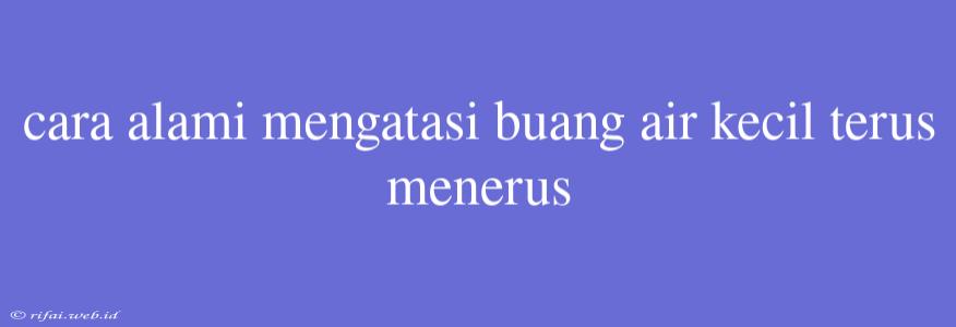 Cara Alami Mengatasi Buang Air Kecil Terus Menerus