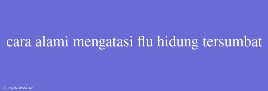 Cara Alami Mengatasi Flu Hidung Tersumbat