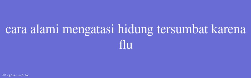 Cara Alami Mengatasi Hidung Tersumbat Karena Flu