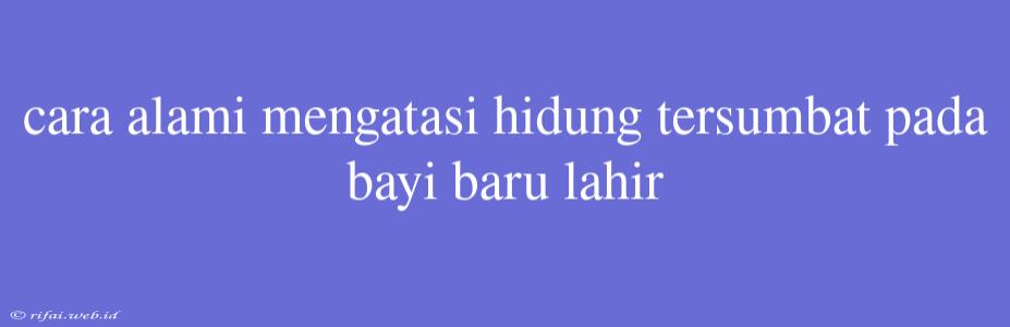 Cara Alami Mengatasi Hidung Tersumbat Pada Bayi Baru Lahir