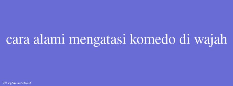 Cara Alami Mengatasi Komedo Di Wajah