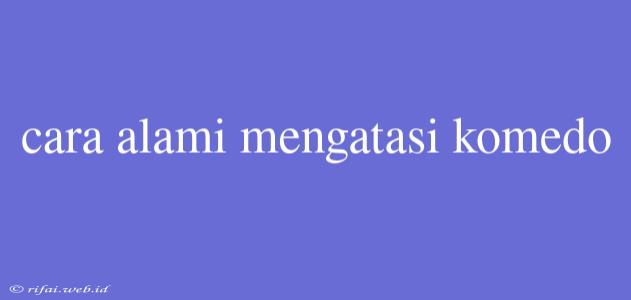 Cara Alami Mengatasi Komedo