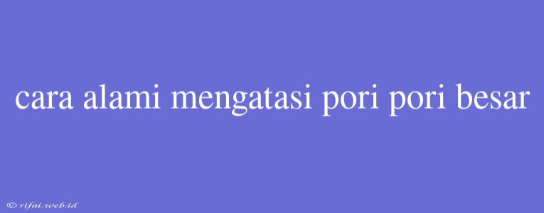 Cara Alami Mengatasi Pori Pori Besar