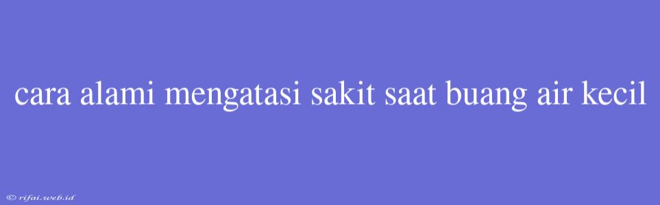 Cara Alami Mengatasi Sakit Saat Buang Air Kecil