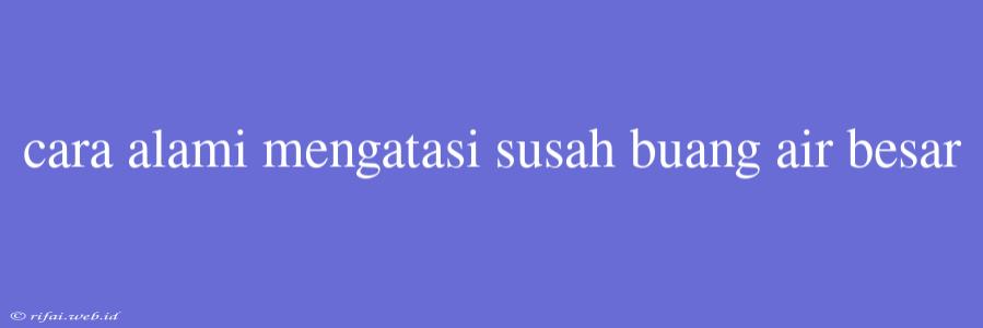 Cara Alami Mengatasi Susah Buang Air Besar