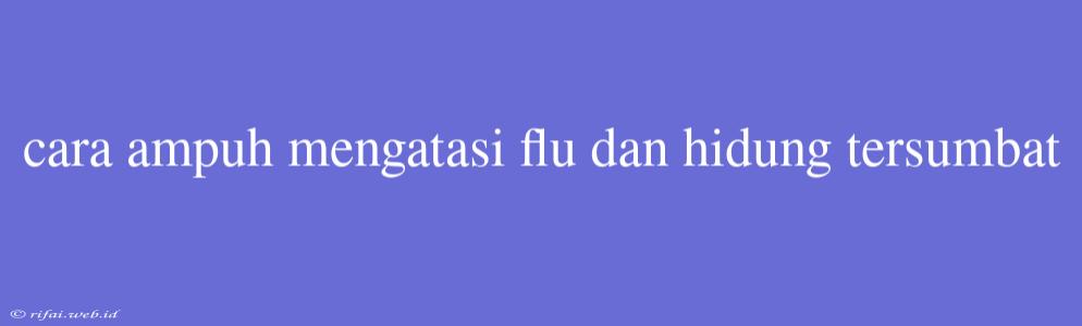 Cara Ampuh Mengatasi Flu Dan Hidung Tersumbat